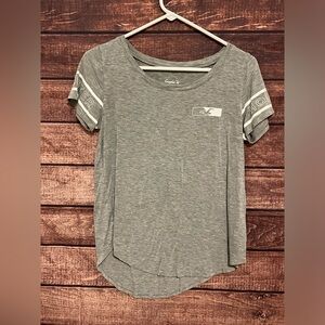 Hollister California T-Shirt Women XS Gray Cotton Short Sleeve Round Neck Logo